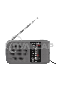 Радиоприемник Maxvi PR-03 grey (AM\FM, аналоговый тюнер, 2 х АА)