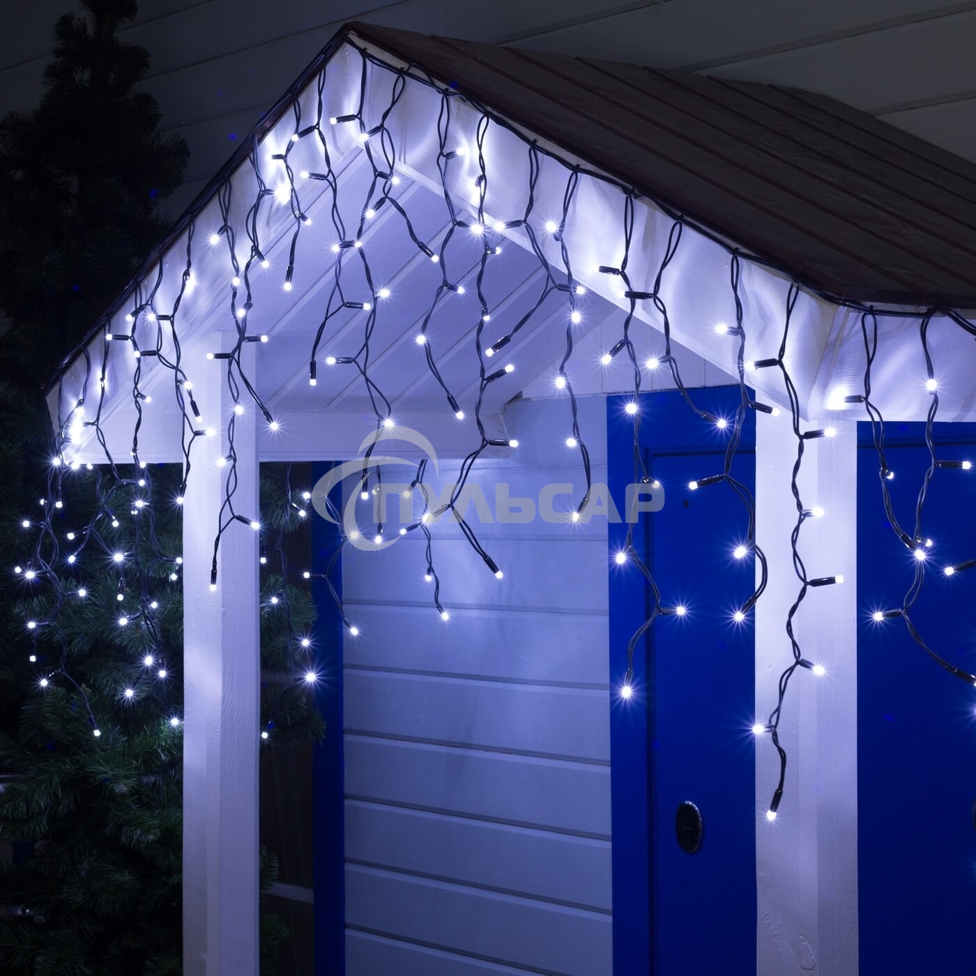 Гирлянда светод. уличная Funray Бахрома SIC-120W, 3.0*0.7м,120 ламп,хол.бел,IP60,черн.шн.1.5м,СОЕД,