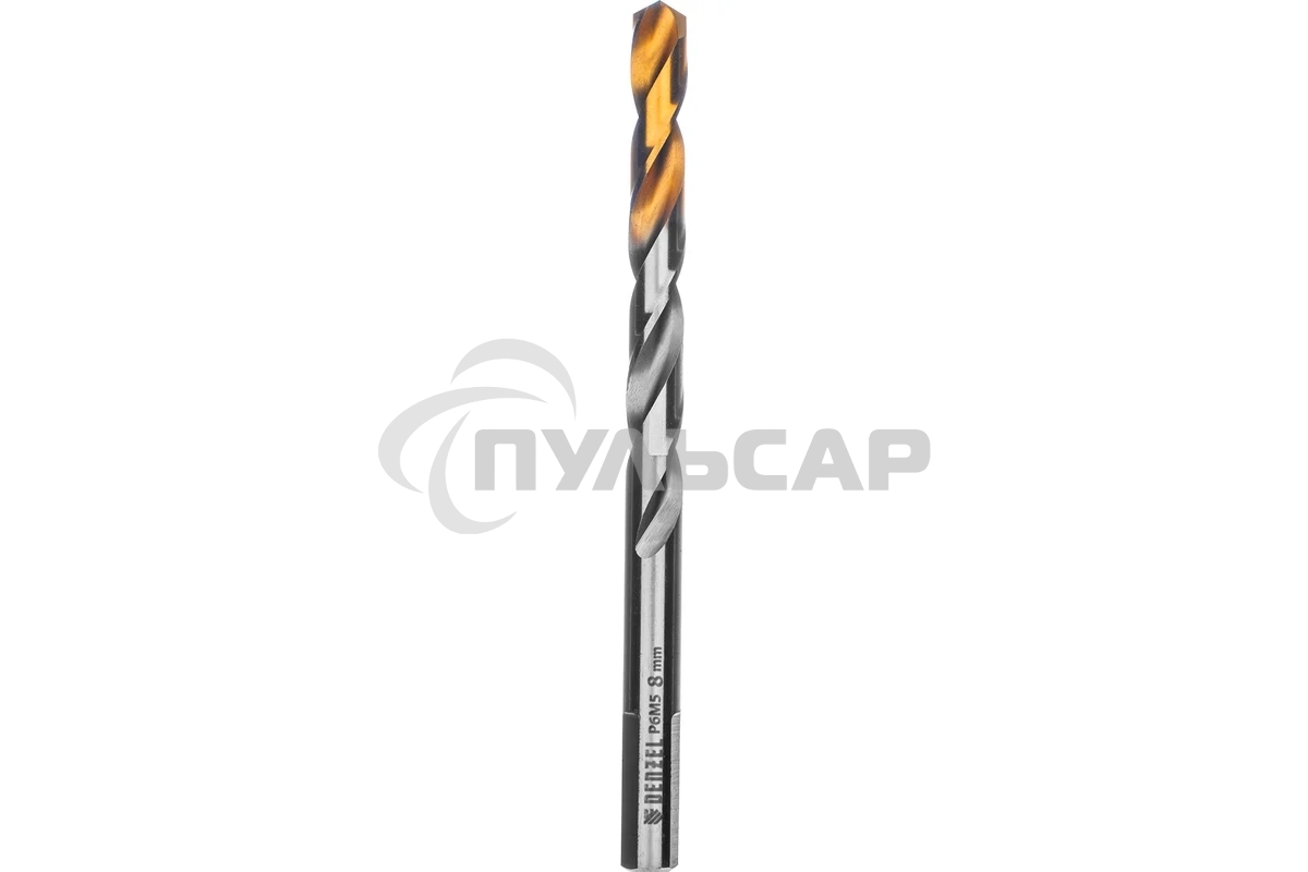 Сверло спиральное по металлу Denzel 8 x 117мм, Р6М5, Golden Tip