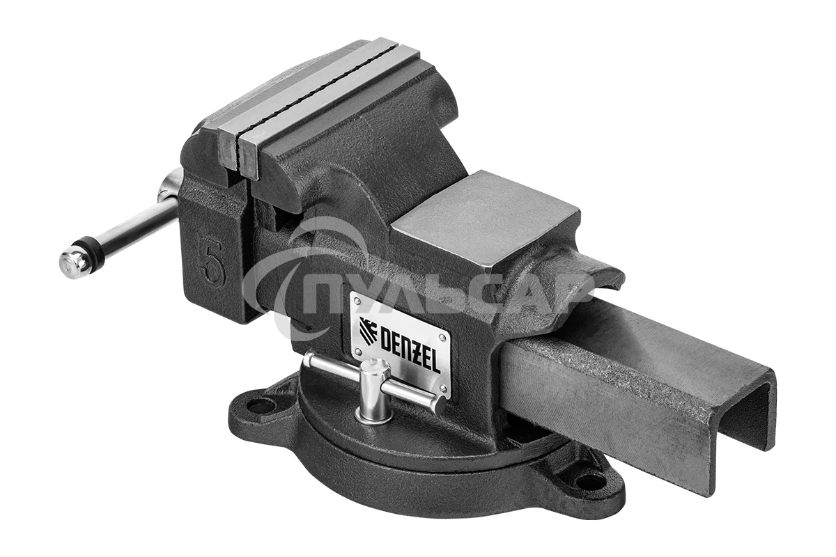 Тиски слесарные Denzel BVH-125, 125 мм, поворотные, стальная направляющая, с наковальней