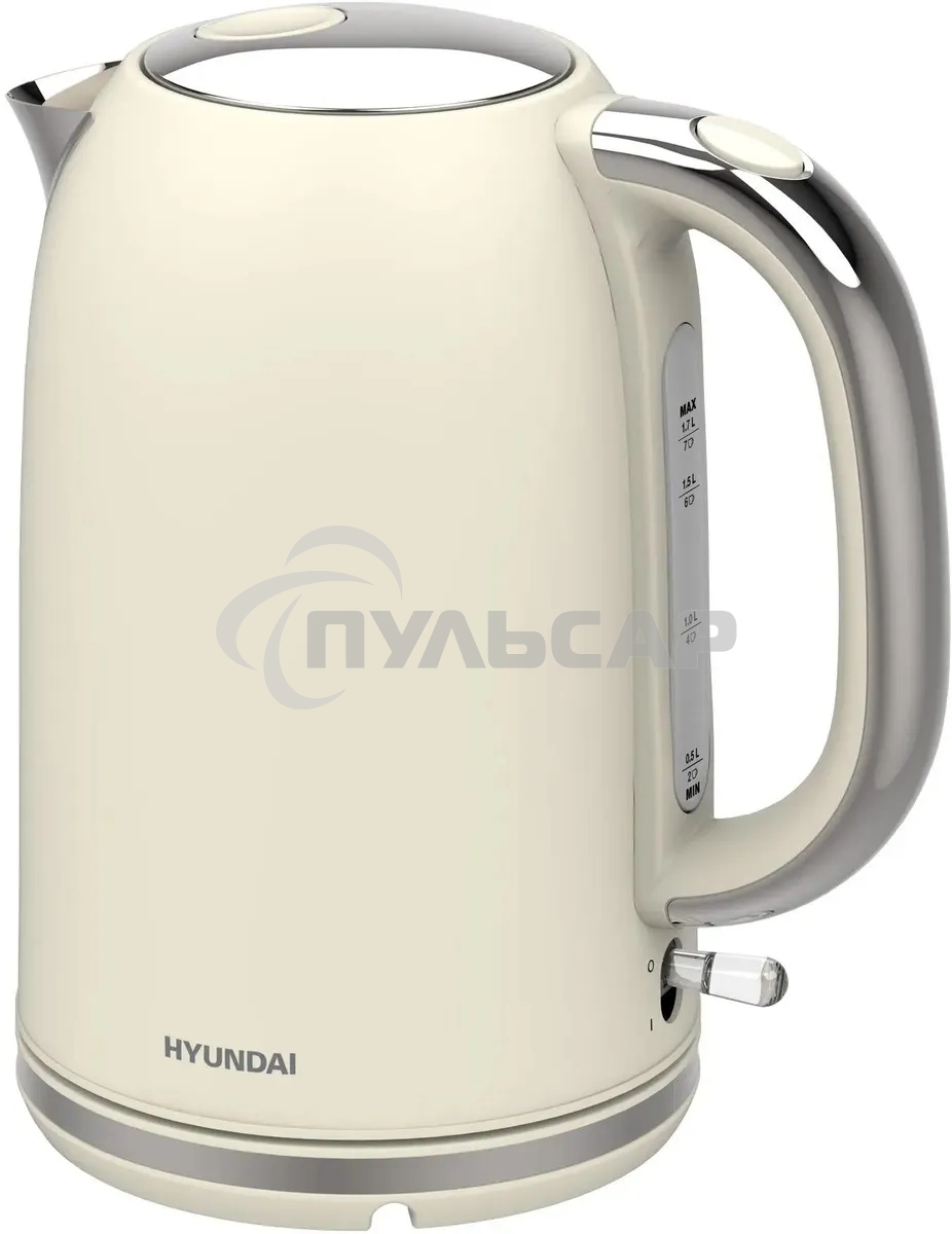 Чайник электрический Hyundai HYK-S9900 1.7л. 2200Вт молочный/серебристый корпус: металл