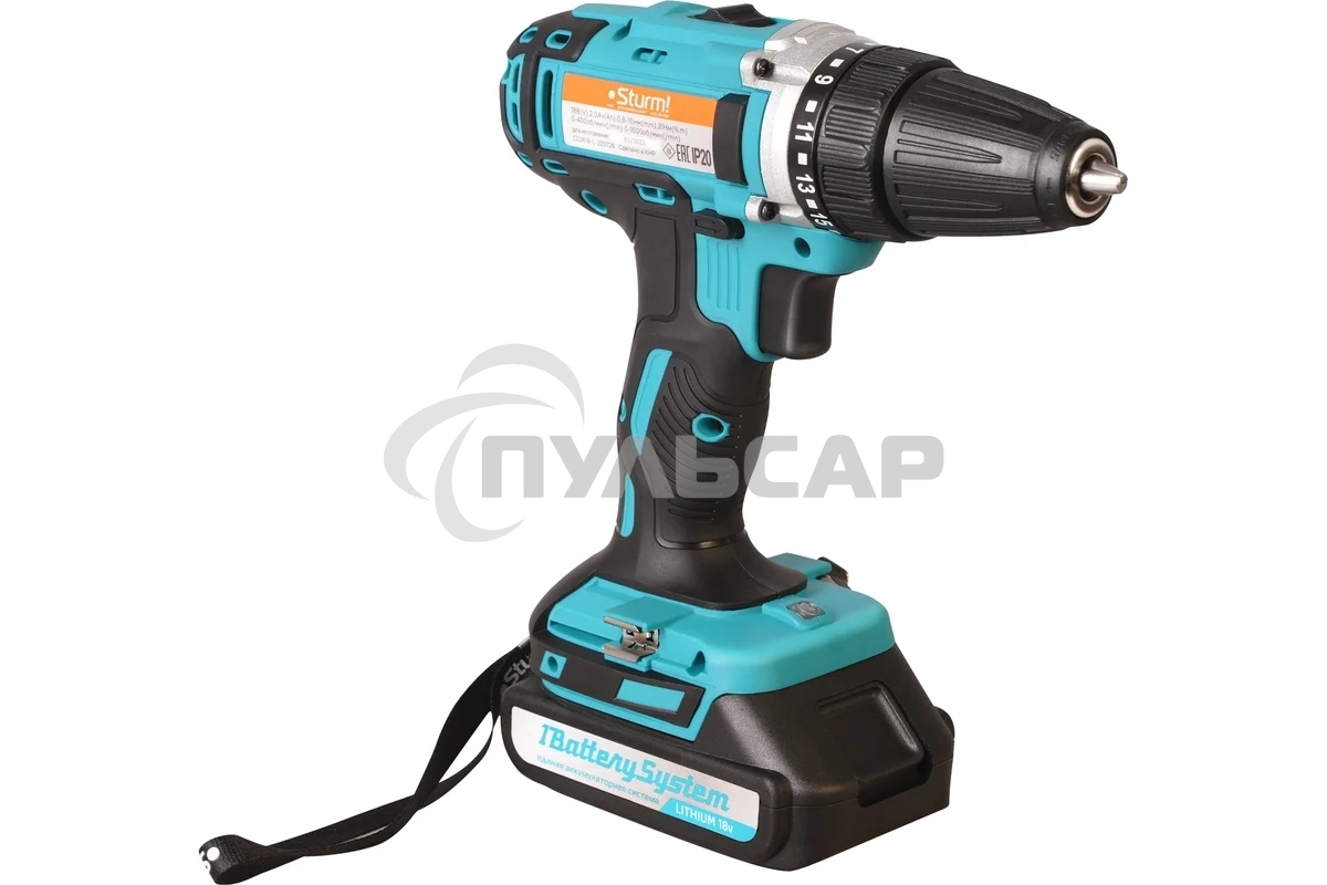 Дрель-шуруповерт Sturm CD3618, Аккумуляторная, 18В, 2 АКБ, Кейс