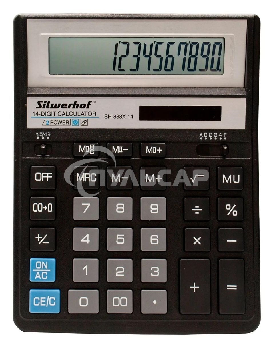 Калькулятор настольный Silwerhof SH-888X-14 черный 14-разр.
