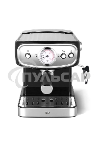 Кофеварка рожковая BQ CM1006 черный-стальной, исп. кофе - молотый, 1,5 л, 850 Вт, 15 бар