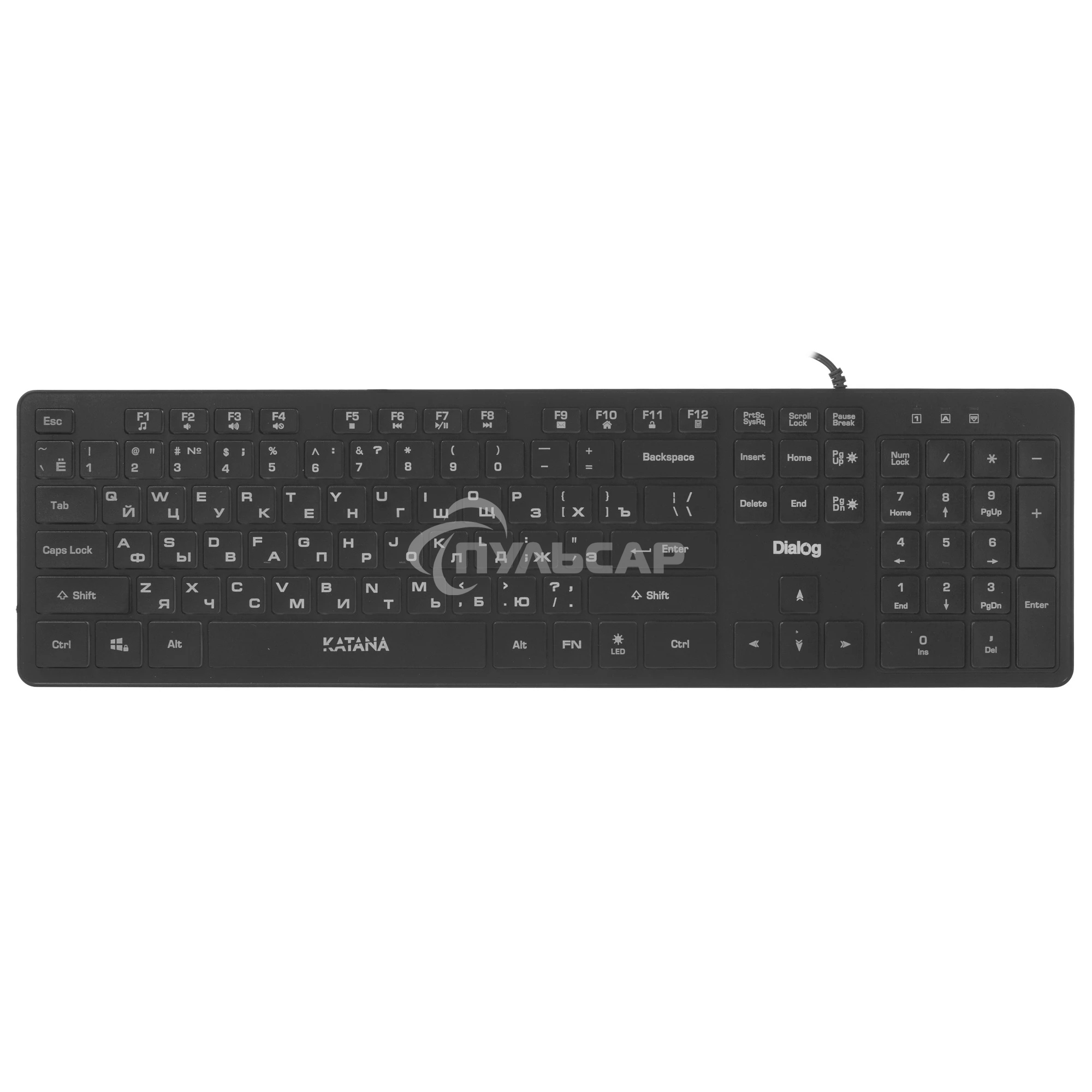 Клавиатура проводная Dialog Katana KK-ML17U BLACK - Multimedia, с янтарной подсветкой клавиш, USB, черная