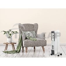 Обогреватель масляный Ballu CUBE BOH/CB-05W (5 секций), белый, 1000 Вт, 15 м2, механический термостат