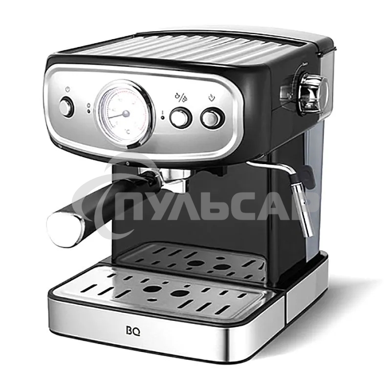 Кофеварка рожковая BQ CM1006 черный-стальной, исп. кофе - молотый, 1,5 л, 850 Вт, 15 бар