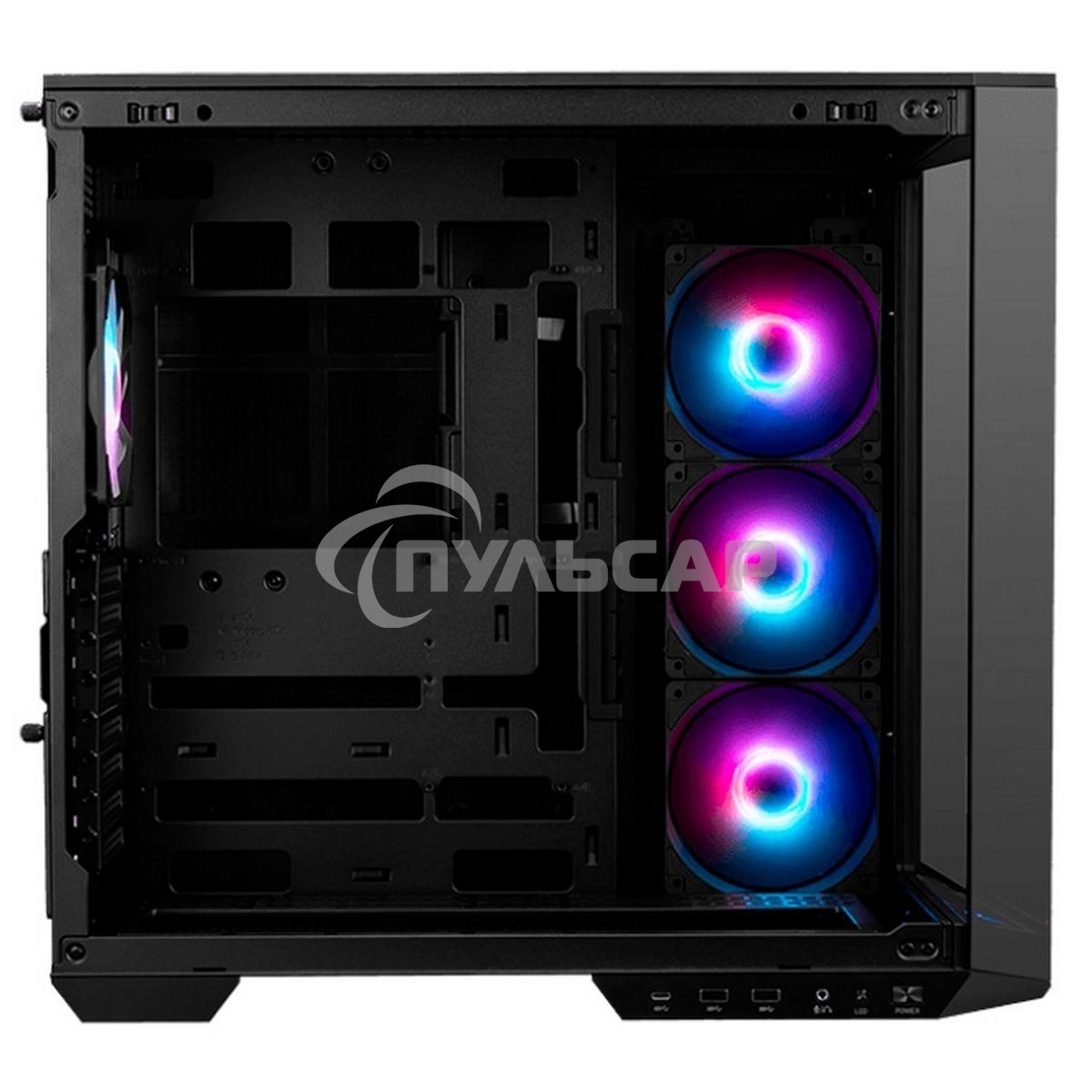 Компьютерный корпус MSI MAG Pano 100R PZ, Mid Tower, ATX, 2xUSB 3.2 Gen 1, 1xUSB 3.2 Gen2 Type-C, 3x120мм ARGB Reverse Blade Fan, 1x120мм ARGB Fan, ARGB+PWM Control Board,Tempered Glass Window, Brown Box