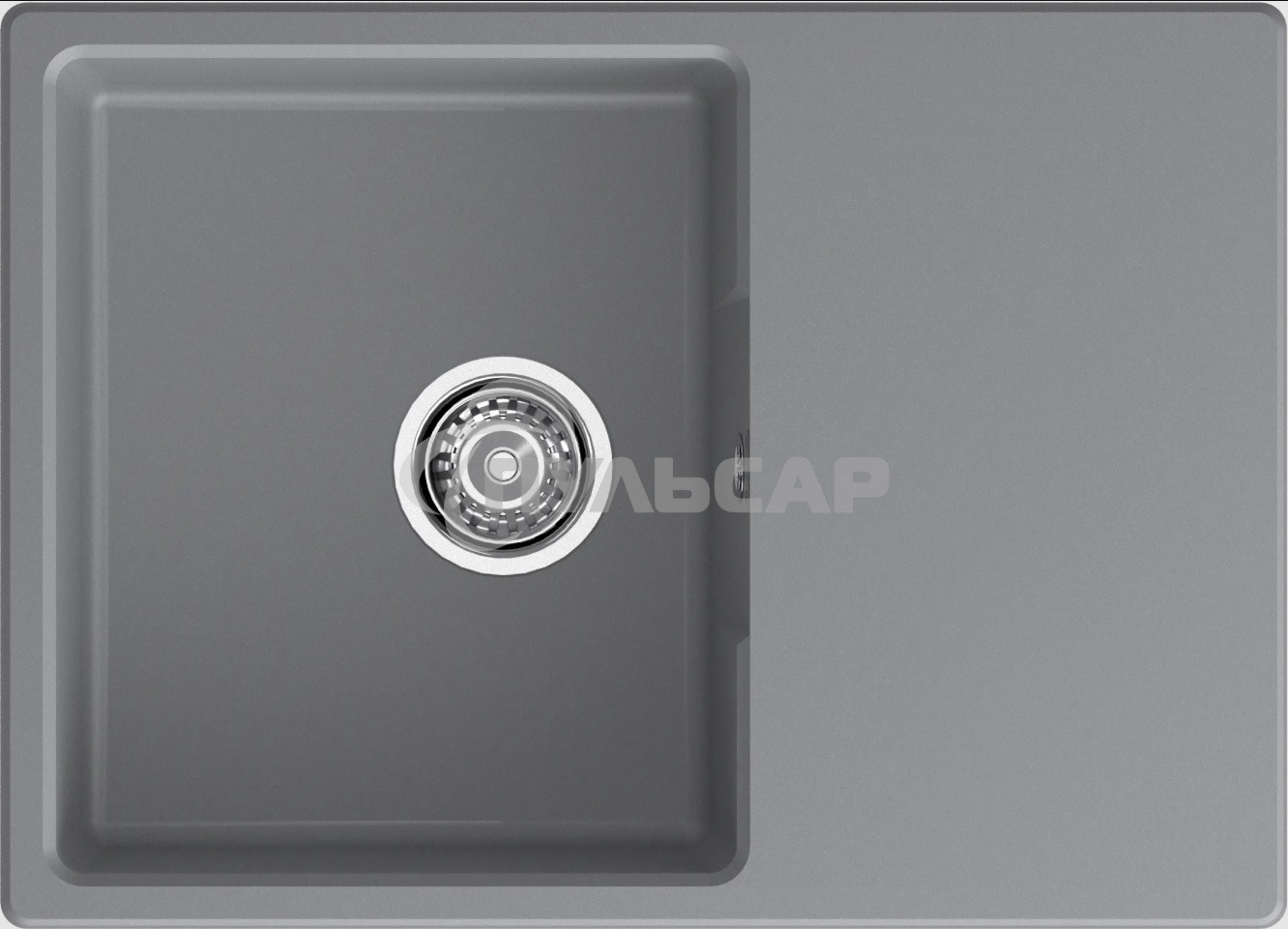 Мойка GranFest Urban 668L темно-серый 1-чаша+крыло 680*490мм, монтаж: врезной, материал: кварц