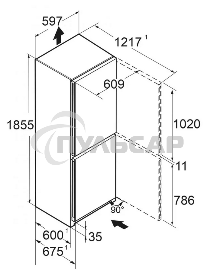 Холодильник Liebherr CNBDB 5223-22 001 черная нержавеющая сталь двухкамерный 225/94л морозилка снизу, No Frost