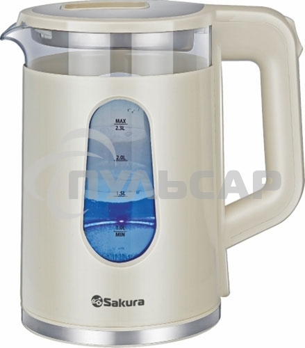 Чайник электрический Sakura SA-2735W 2,0л,стекло/пластик,белый