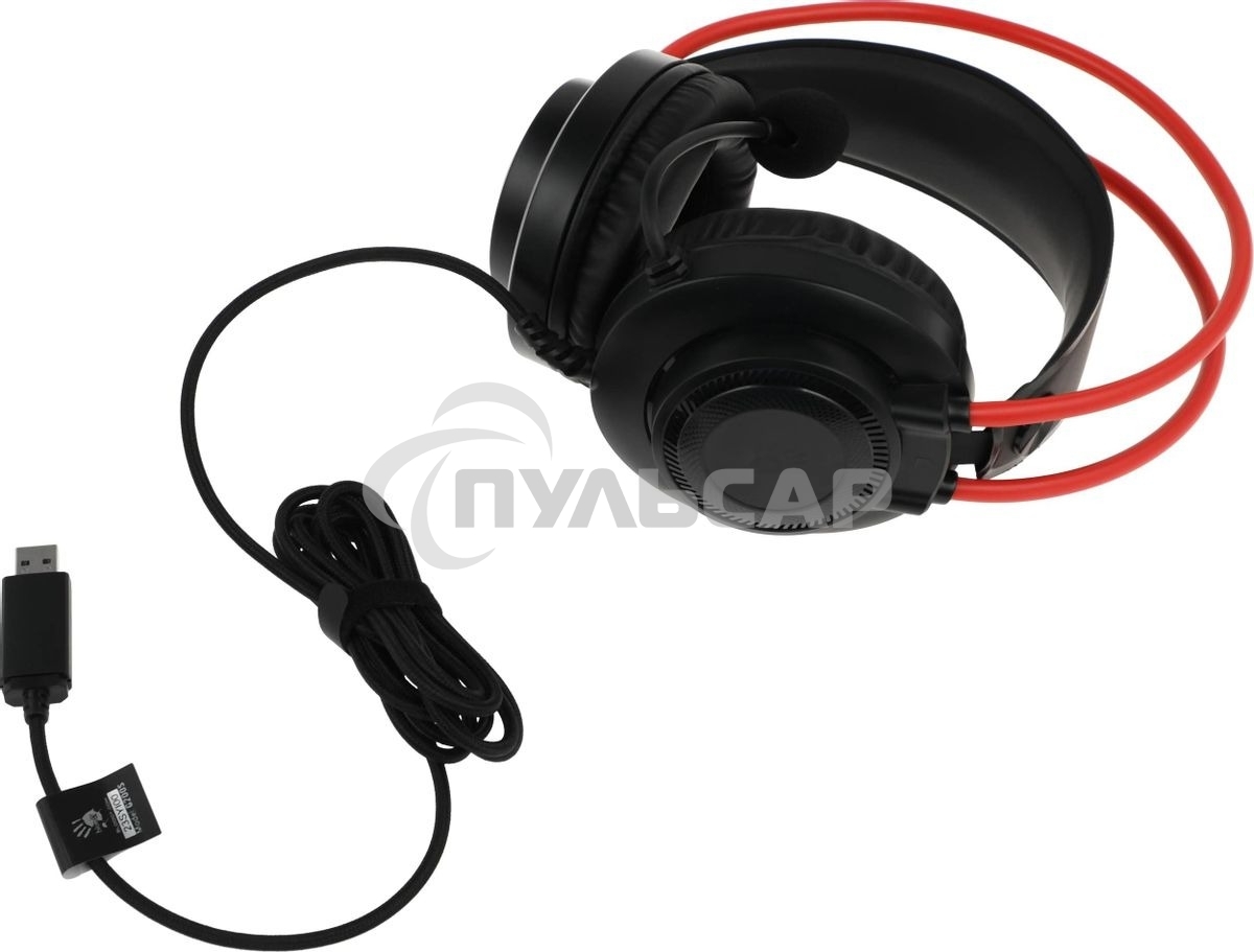 Наушники с микрофоном A4Tech Bloody G200S черный/красный 2м мониторные USB оголовье (G200S USB/ BLACK +RED)