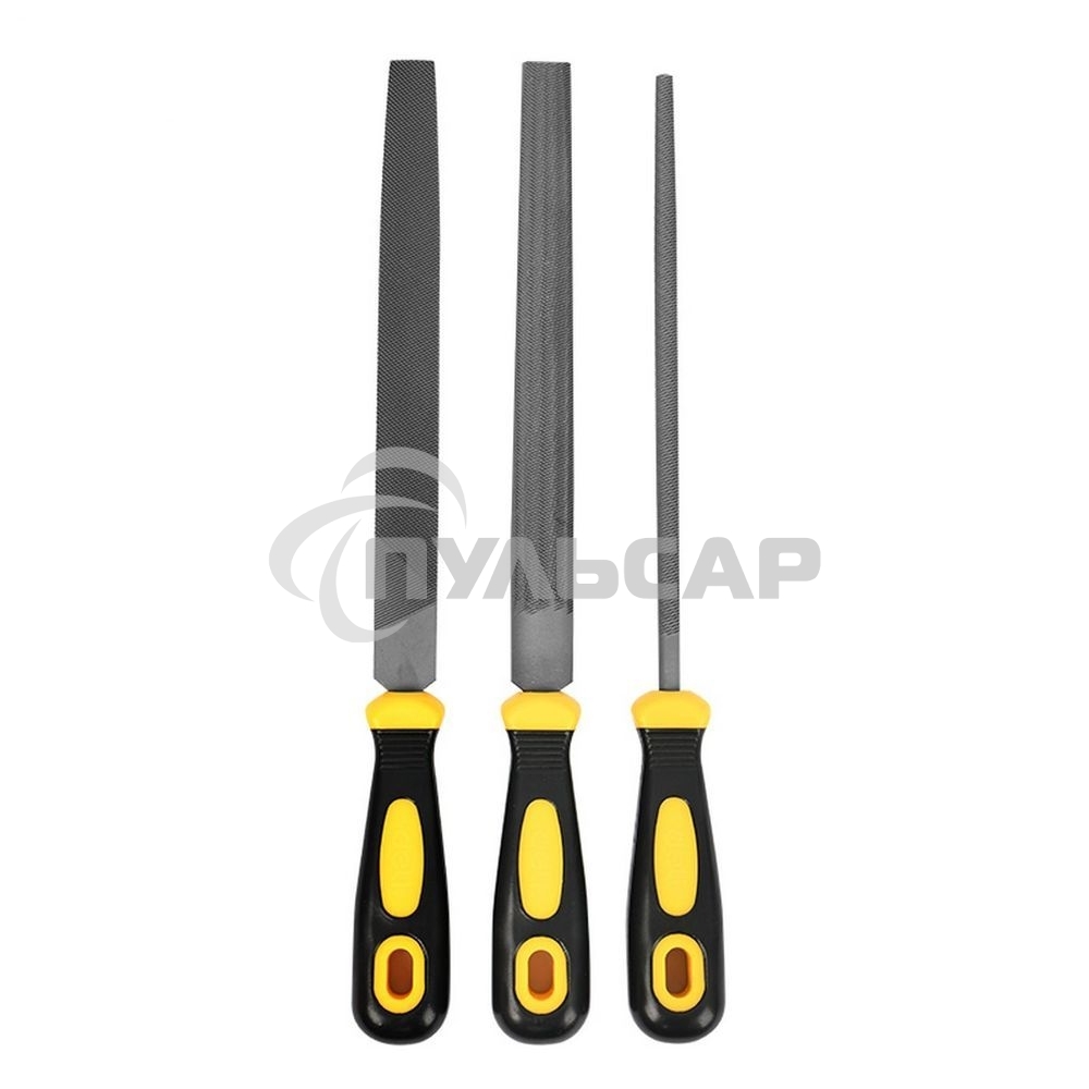 Набор напильников Deli DL352083 3шт инструментальная сталь T12, обрезиненная пластиковая рукоятка