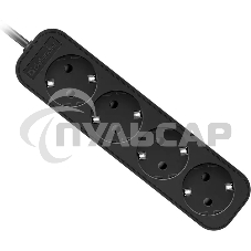 Удлинитель Defender M418 черный, 1.8 м, EURO, 4 розетки, 2200 Вт