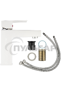 Смеситель на раковину BRIMIX 5973 шаровый, из высокопрочного пластика АБС, БЕЛЫЙ, квадратный корпус