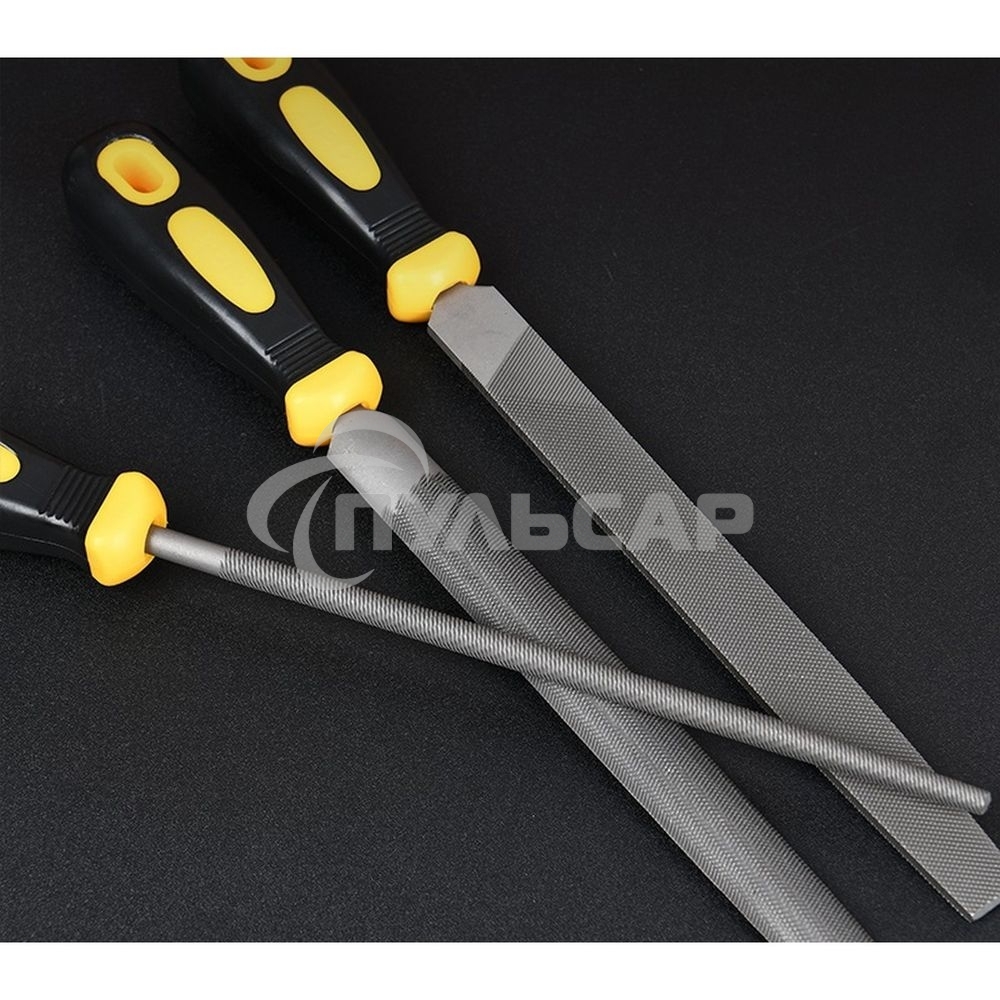 Набор напильников Deli DL352083 3шт инструментальная сталь T12, обрезиненная пластиковая рукоятка