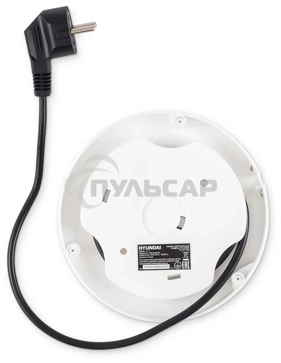 Чайник электрический Hyundai HYK-G3506 1.7л. 2200Вт белый/серебристый корпус: стекло