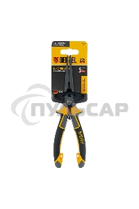 Длинногубцы прямые Denzel 205 мм, трехкомпонентные рукоятки