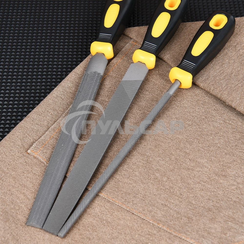 Набор напильников Deli DL352083 3шт инструментальная сталь T12, обрезиненная пластиковая рукоятка