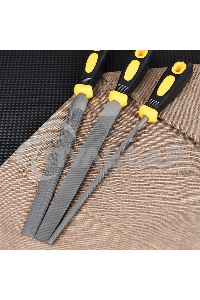 Набор напильников Deli DL352083 3шт инструментальная сталь T12, обрезиненная пластиковая рукоятка