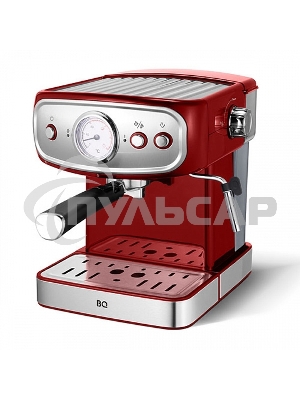 Кофеварка рожковая BQ CM1006 красный-стальной, исп. кофе - молотый, 1,5 л, 850 Вт, 15 бар