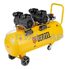 Компрессор безмасл. малошумный Denzel DLP-3000/100, 3 кВт, 2х1,5 кВт,100 л, 2850 об/мин,500 л/мин
