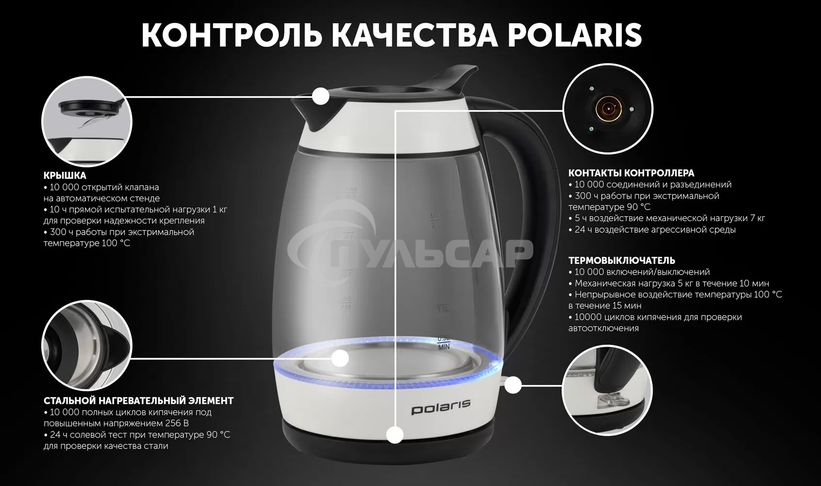 Чайник электрический Polaris PWK-2092СGL белый