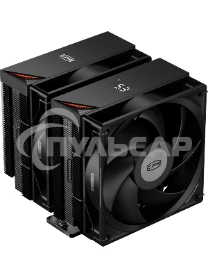 Кулер для процессора PCCooler RT620 Digital BK (250W, 4-pin PWM, LED temp., 157mm, 6x6mm, 2x120мм, 73.32CFM, 34.9dBA, 2200RPM, S: 1851/1700/1200/115X, AM5/AM4, черный)