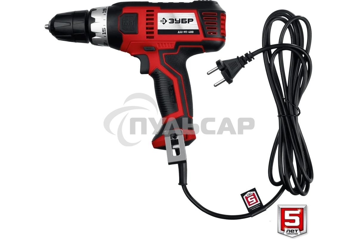 Дрель-шуруповерт ЗУБР ДШ-М1-400, Сетевая, 400Вт