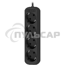Удлинитель Defender M430 черный, 3 м, EURO, 4 розетки, 2200 Вт