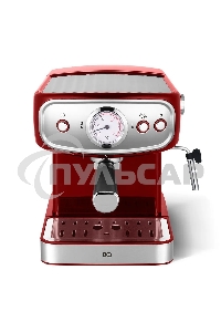 Кофеварка рожковая BQ CM1006 красный-стальной, исп. кофе - молотый, 1,5 л, 850 Вт, 15 бар