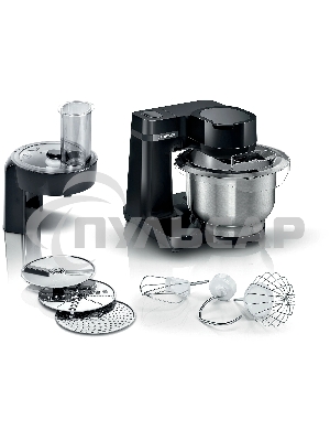 Кухонный комбайн Bosch MUMS2EB01, 700 Вт, 4 скорости, металл чаша 3,8 л, черный