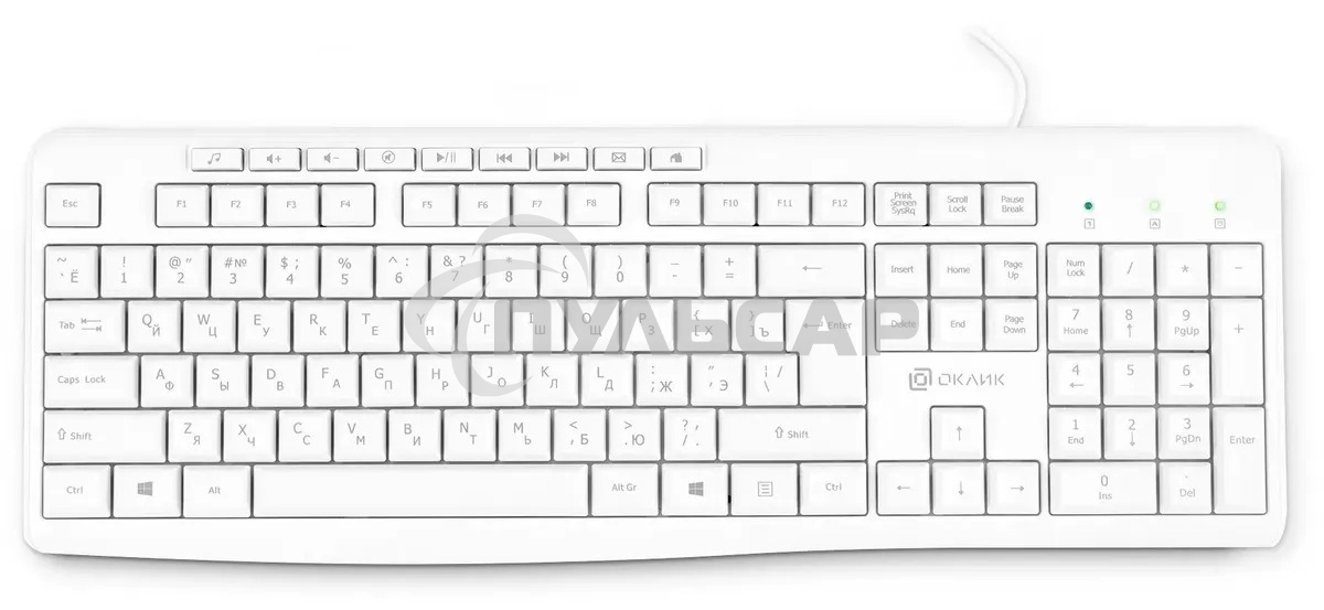 Клавиатура проводная Oklick 305M (1875227), USB, белый