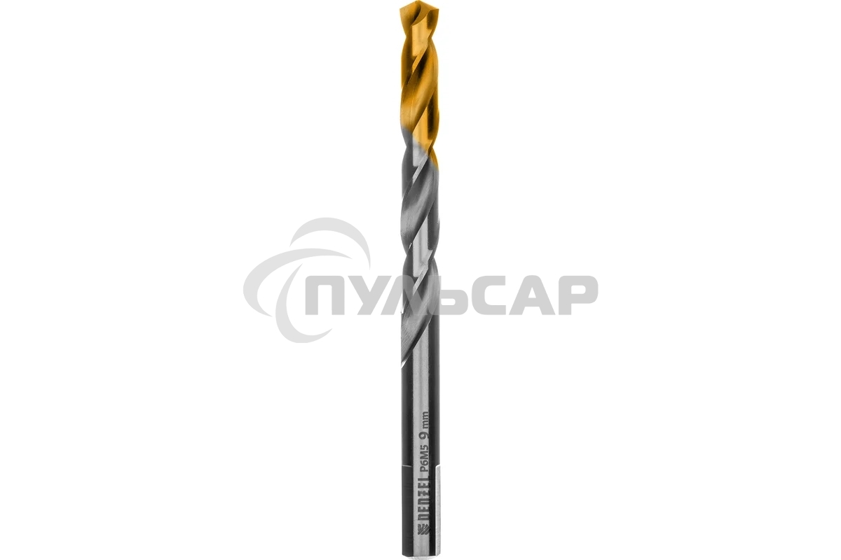 Сверло спиральное по металлу Denzel 9 x 125мм, Р6М5, Golden Tip