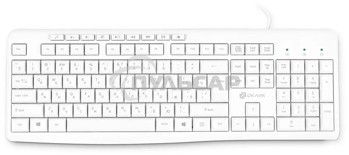 Клавиатура проводная Oklick 305M (1875227), USB, белый