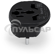 Адаптер-переходник Buro BU-PA01-B, 1 розетка, черный (пакет ПЭ)