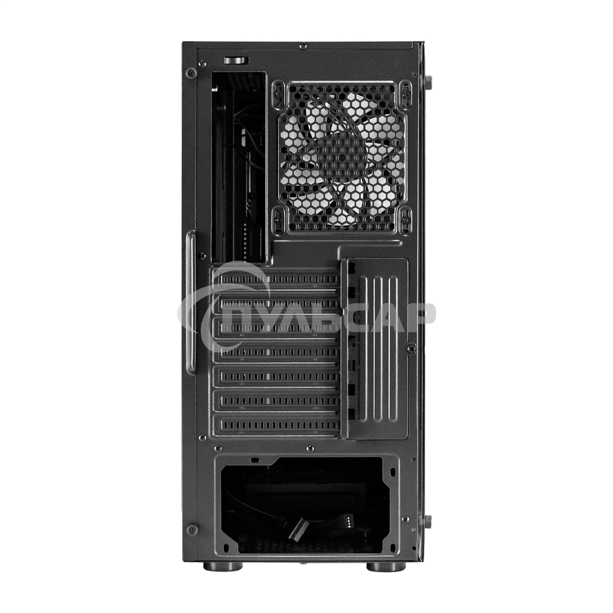 Компьютерный корпус Miditower ExeGate EVO-9211 (ATX, без БП, с окном, 2*USB+1*USB 3.0, HD аудио, черный, 1 вент. с RGB подсветкой)