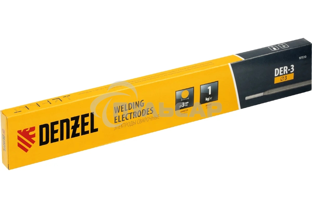 Электроды DER-3, диам. 3 мм, 1 кг, рутиловое покрытие Denzel