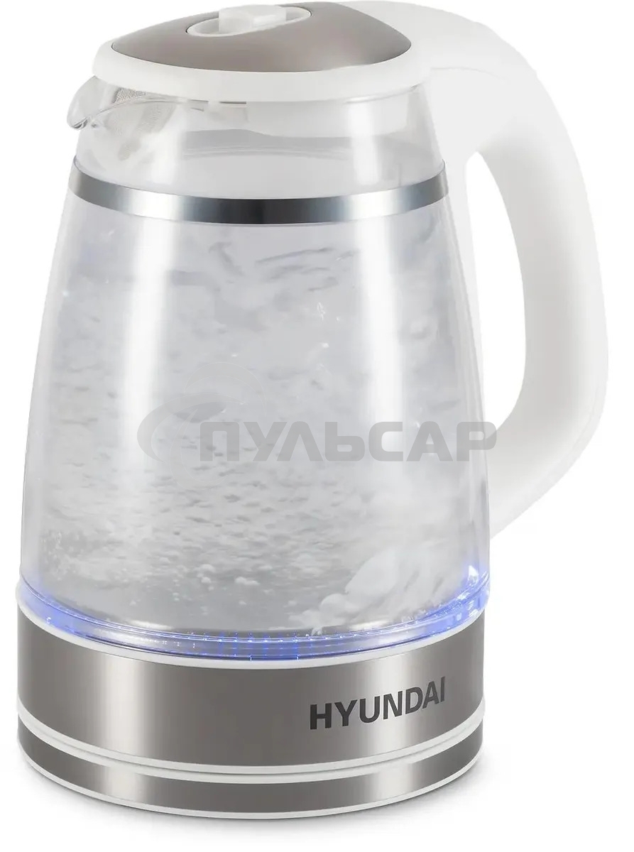 Чайник электрический Hyundai HYK-G3506 1.7л. 2200Вт белый/серебристый корпус: стекло