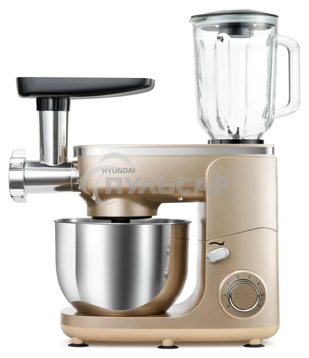 Кухонная машина Hyundai HYM-S7451 планетар.вращ. 1400Вт золотистый