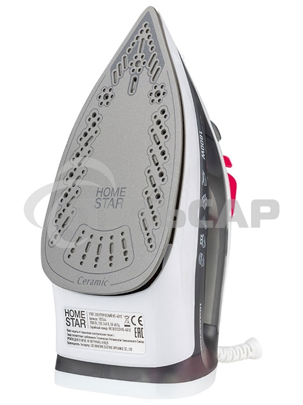 Утюг HomeStar HS-4012 серый (1800Вт, пар, спрей, паровой удар, самоочистка, керам.подошва)
