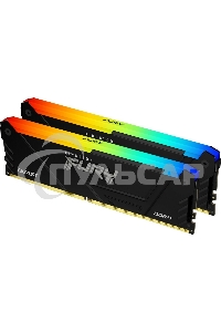 Оперативная память Kingston Fury Beast, DDR4, 16Gb (2x8Gb), 3600MHz, CL17, DIMM, с радиаторами, RGB, черный
