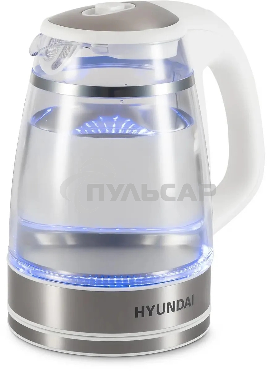 Чайник электрический Hyundai HYK-G3506 1.7л. 2200Вт белый/серебристый корпус: стекло