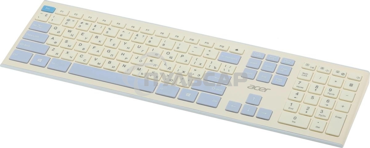 Комплект клавиатура + мышь Acer OCC205 беспроводной USB, 1200 dpi, белый/голубой
