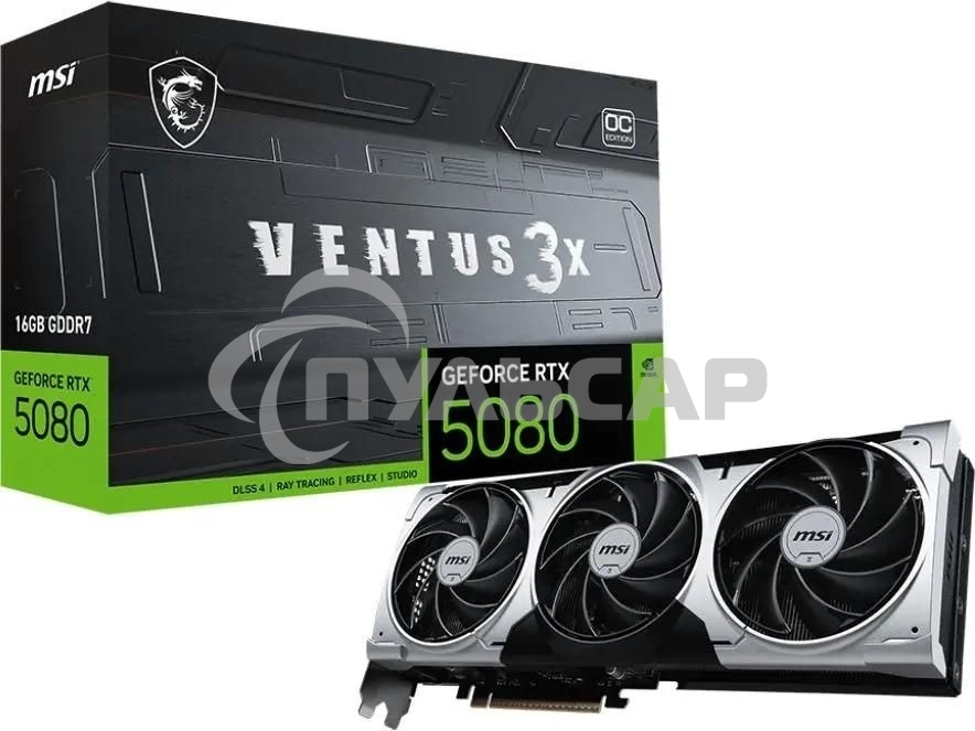 Видеокарта MSI RTX 5080 VENTUS 3X OC PLUS 16Gb GDDR7 256bit 3xDP HDMI 3FAN RTL