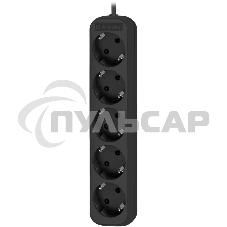 Удлинитель Defender M530 черный, 3 м, EURO, 5 розеток, 2200 Вт