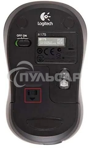 Мышь беспроводная Logitech B175 черный, 1000 dpi, радиоканал, USB, кнопки - 3