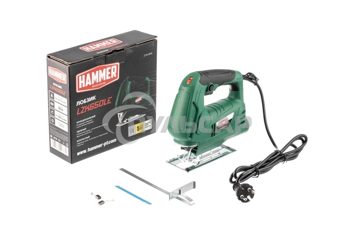 Лобзик Hammer LZK650LE 650Вт 0-3000ход/мин 65мм-дер 6мм-мет
