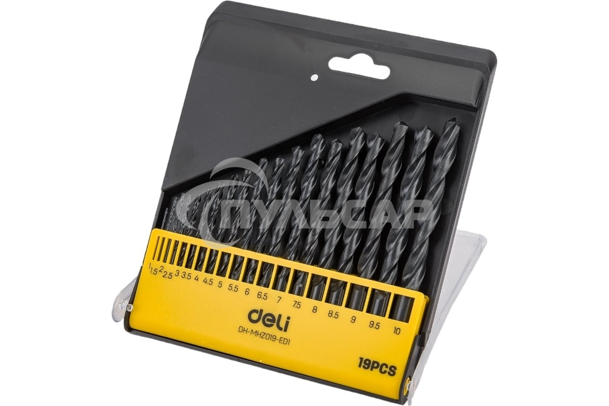 Набор ручного инструмента Deli Набор сверл по металлу HSS (1-10мм, 19 шт) Deli DH-MHZ019-ED1 пластиковый кейс