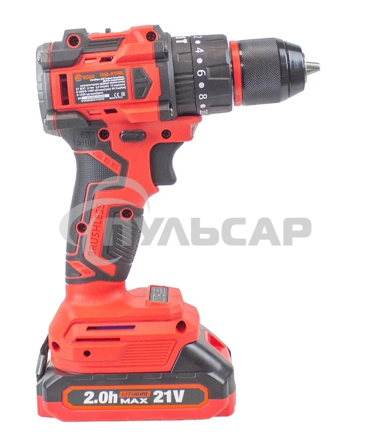 Дрель-шуруповерт Edon UAD-21PBL, Аккумуляторная, 20В, 2 АКБ, Кейс